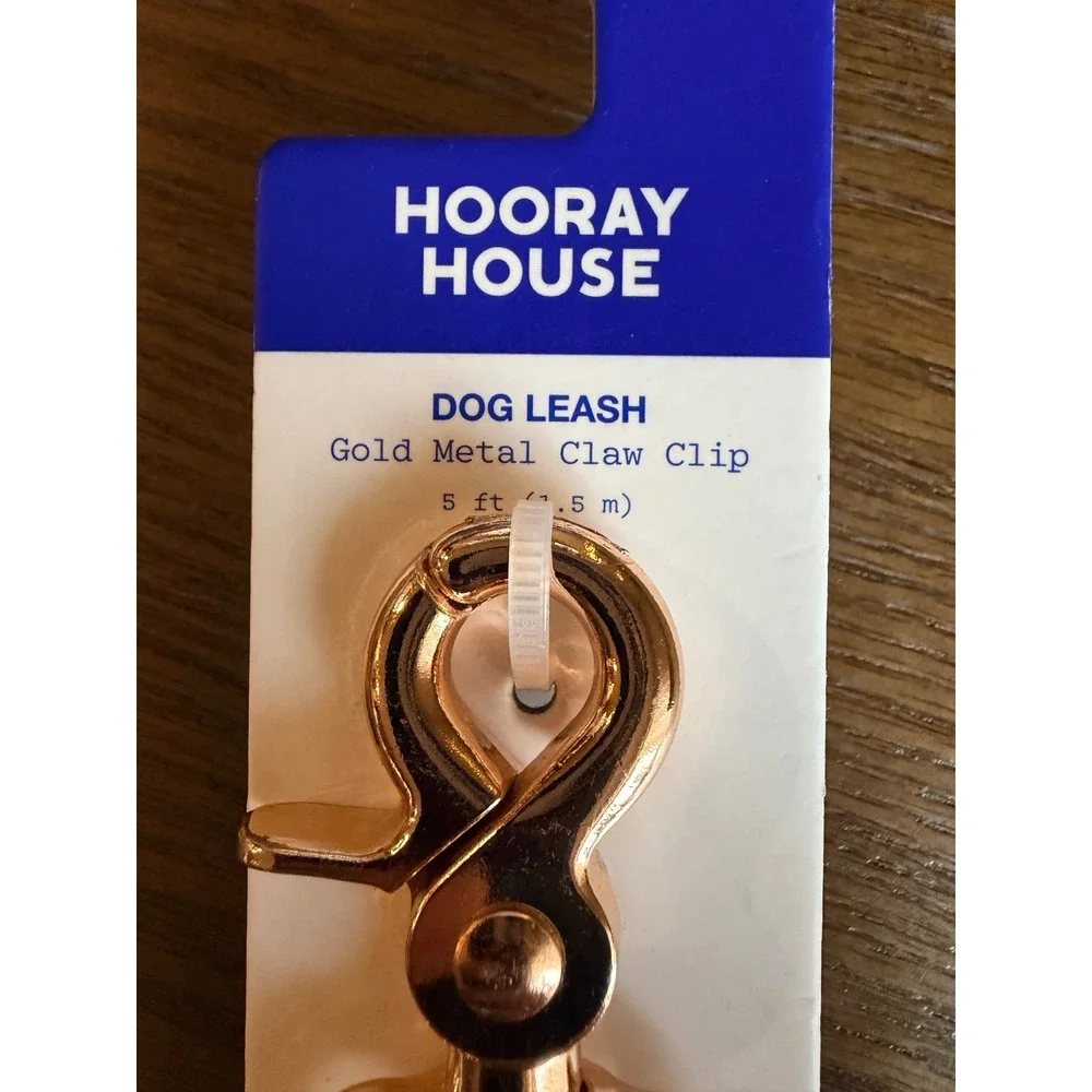 Hooray House Leopard Print Dog Leash 5ft Gold Metal Claw Clip Neon Green